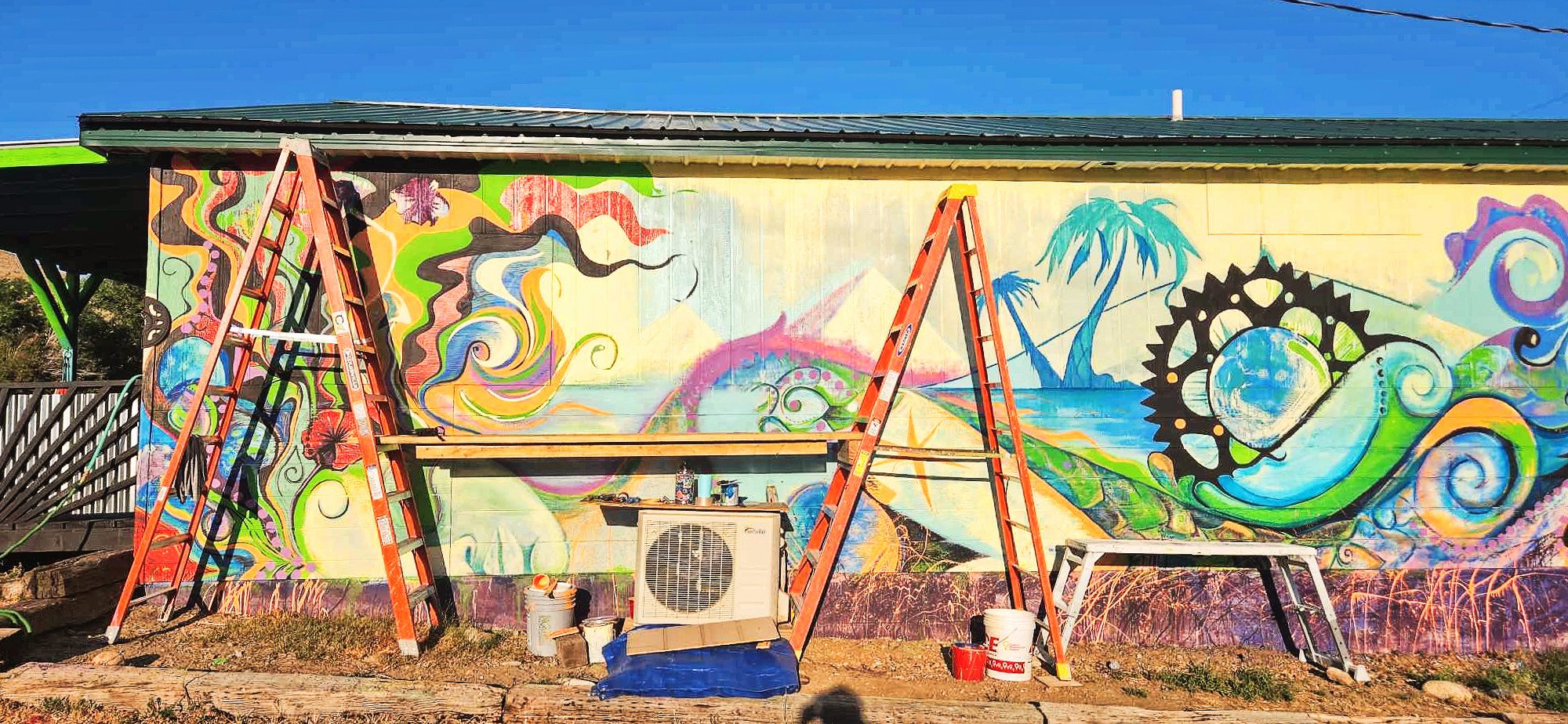 Mural taking shape on a Red Lodge building
